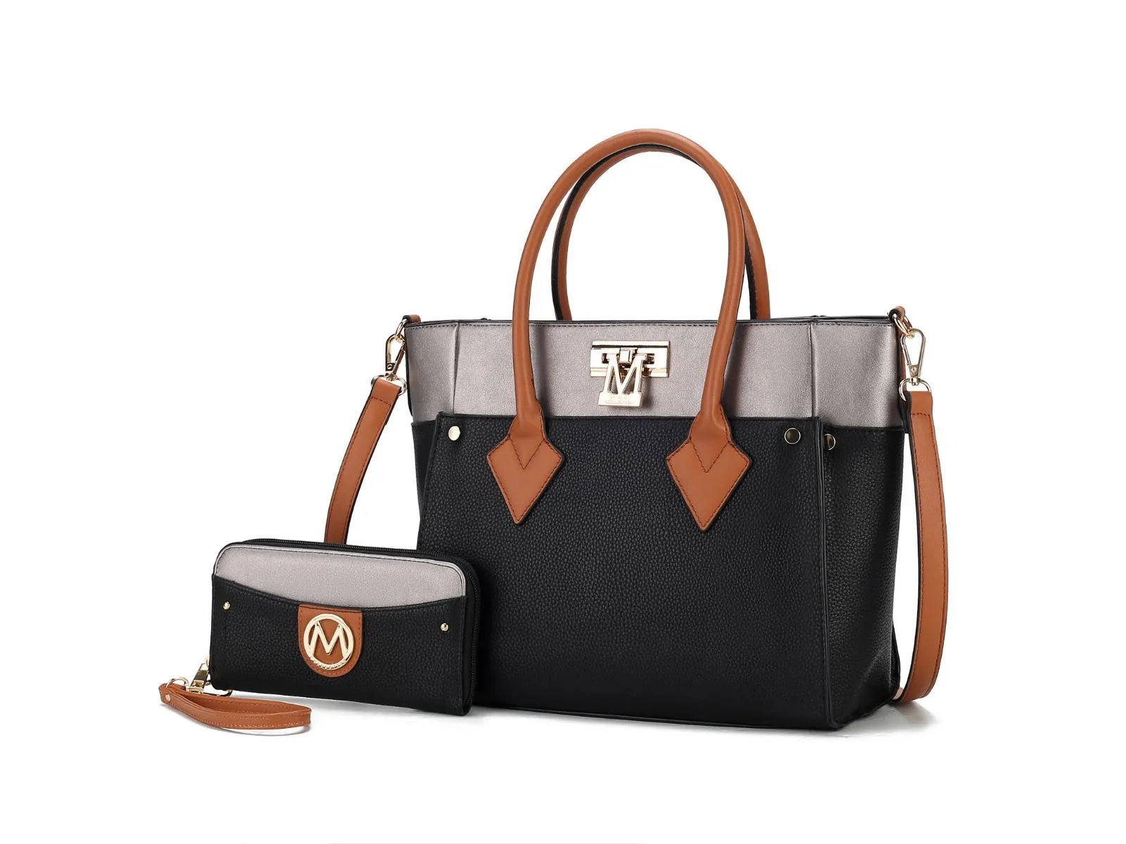 MKF Collection Brynlee Color-Block Vegan Leather Women's Tote Bag with Wallet– 2 pieces by Mia k