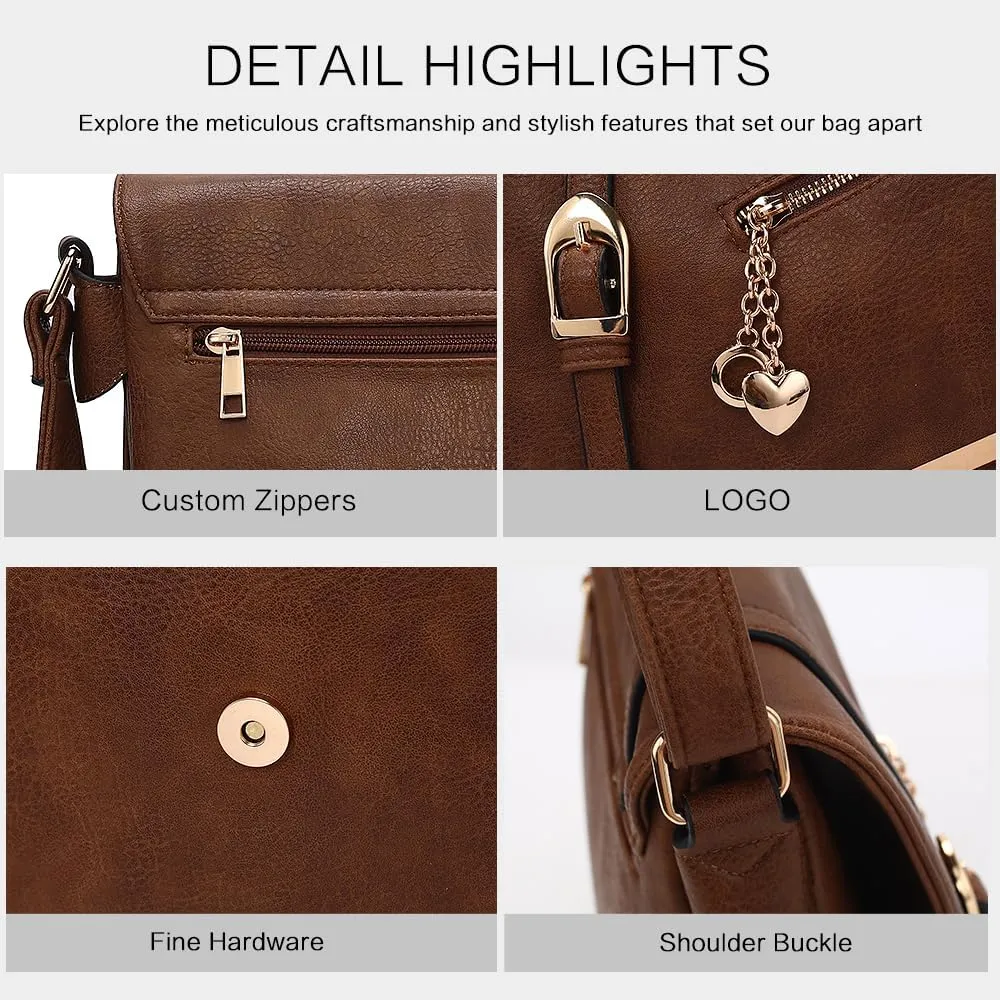 MKF Crossbody bag for women Vegan leather Crossover Designer messenger Purse