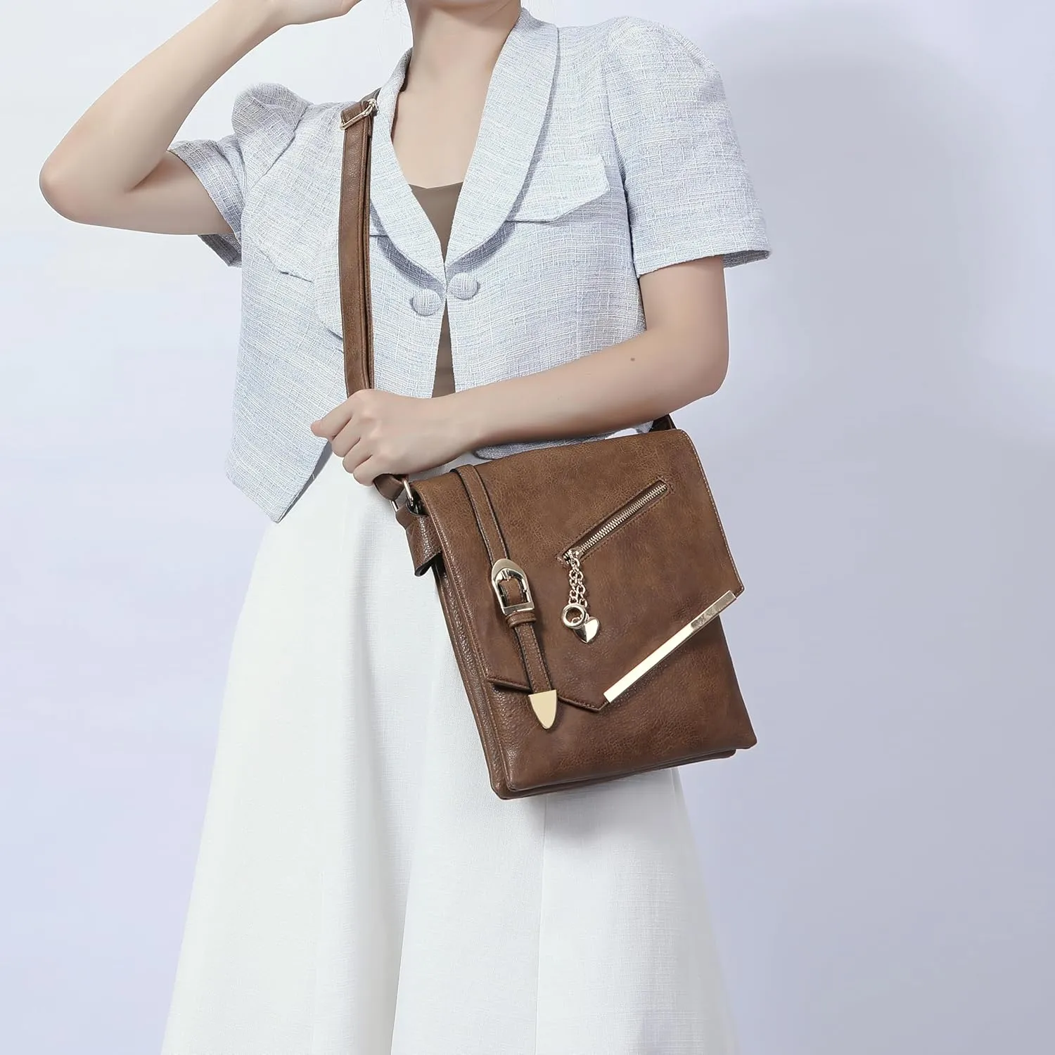MKF Crossbody bag for women Vegan leather Crossover Designer messenger Purse