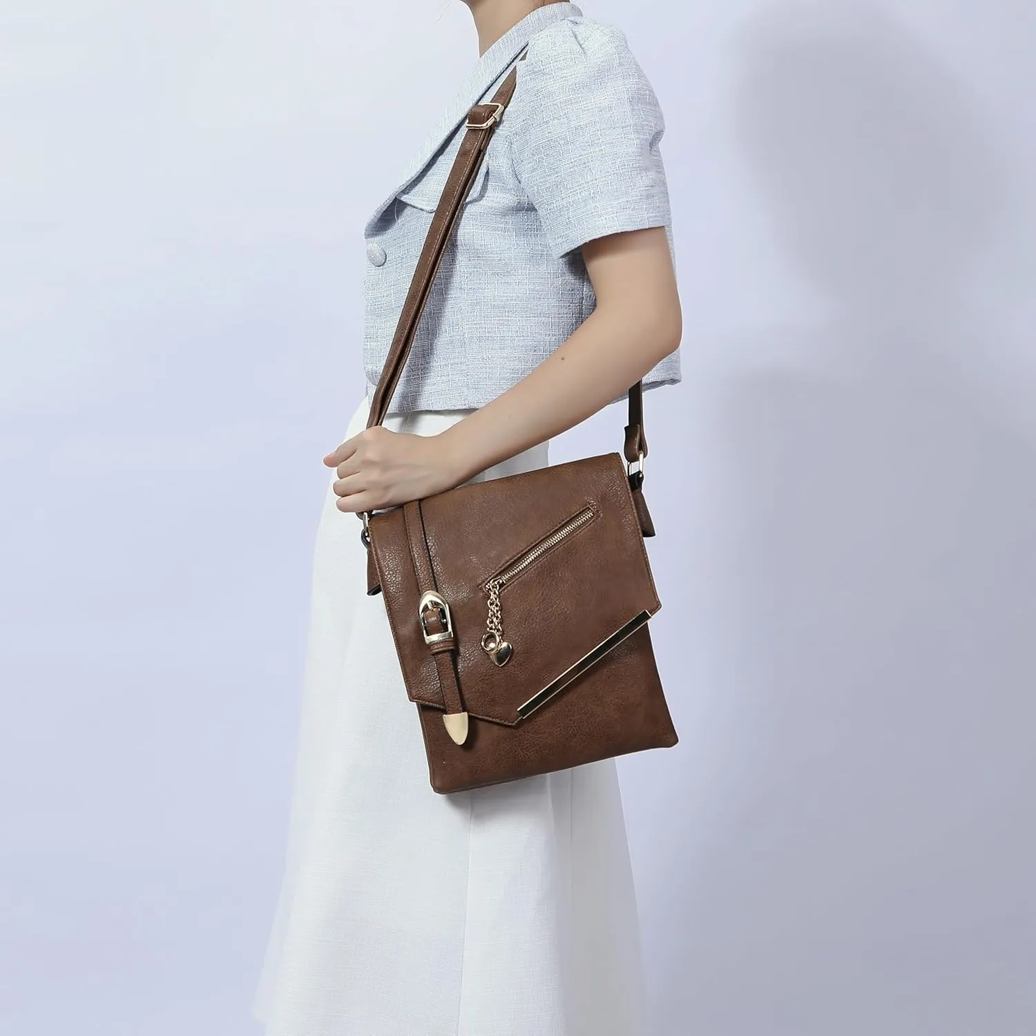 MKF Crossbody bag for women Vegan leather Crossover Designer messenger Purse