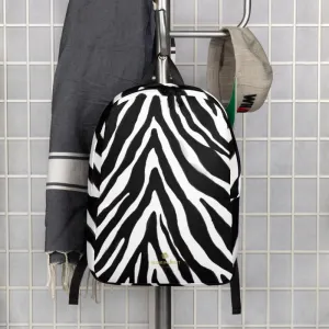 Modern Black White Zebra Animal Print Laptop Computer Tablet Minimalist Backpack- Made in EU