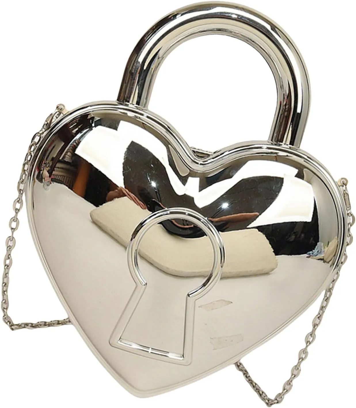 Modern Heart Shape Handbag Crossbody Purse Shoulder Bags Satchel Chain Strap Evening Purse for Women Delicate Wear