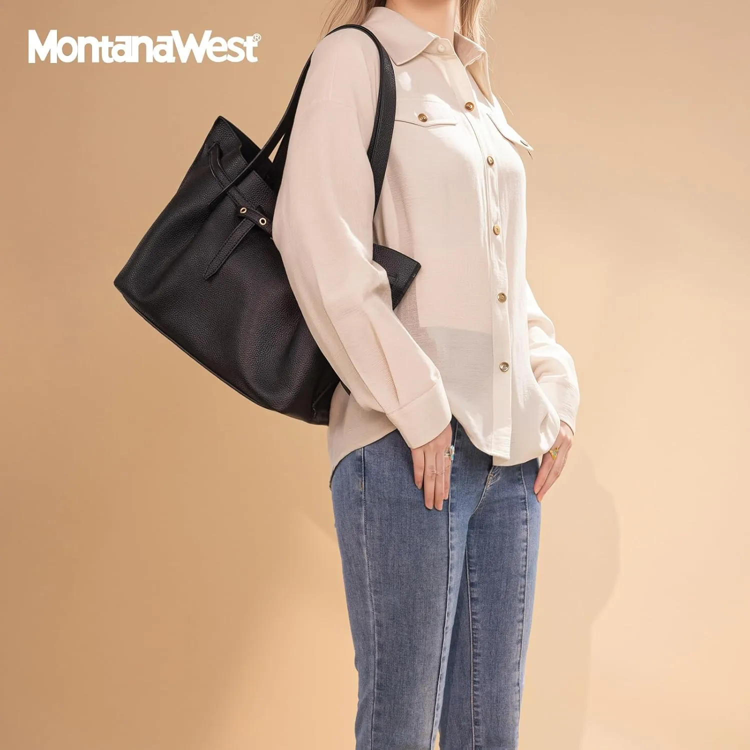 Montana West Tote Bag for Women Designer Purses and Handbags with Belted Detailing