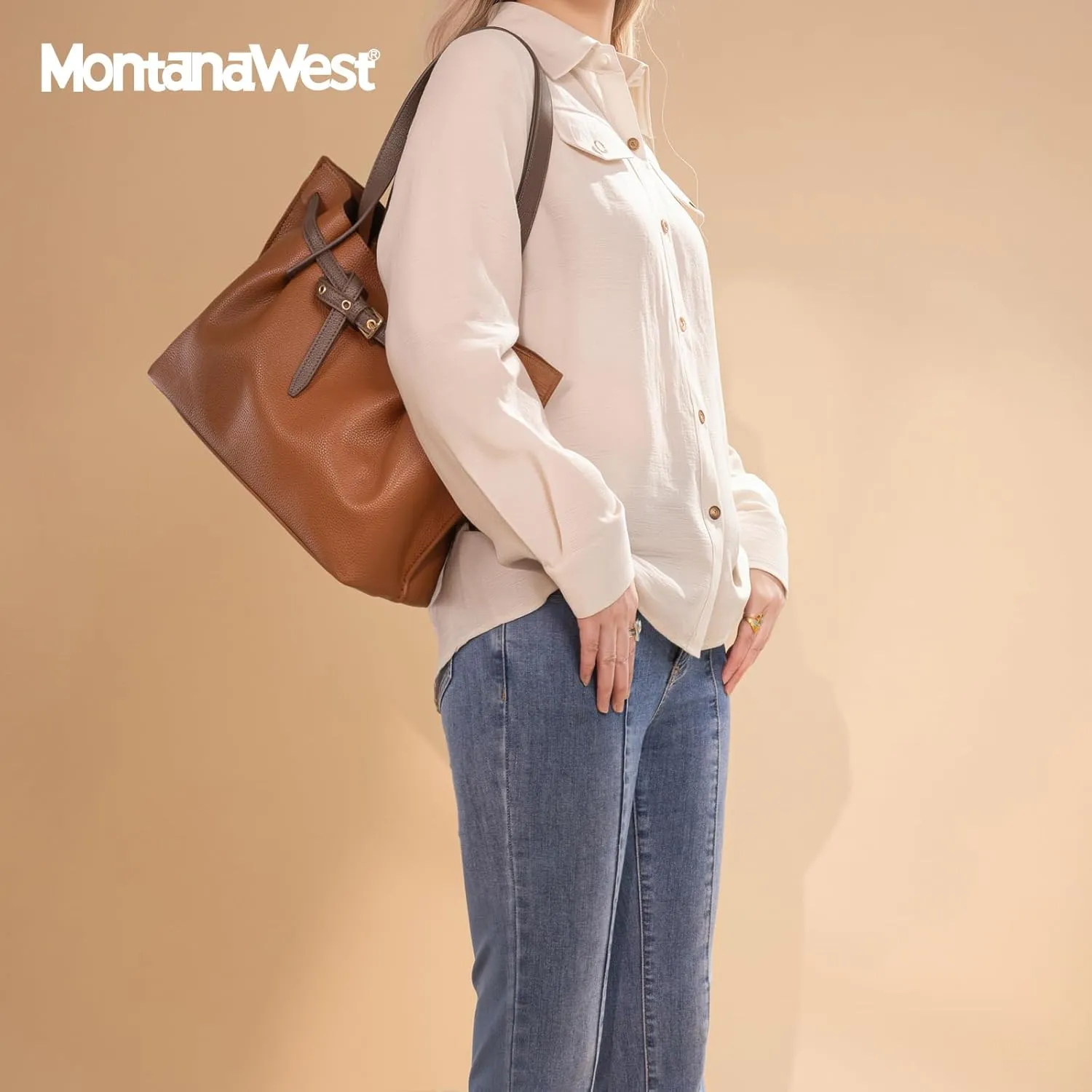 Montana West Tote Bag for Women Designer Purses and Handbags with Belted Detailing
