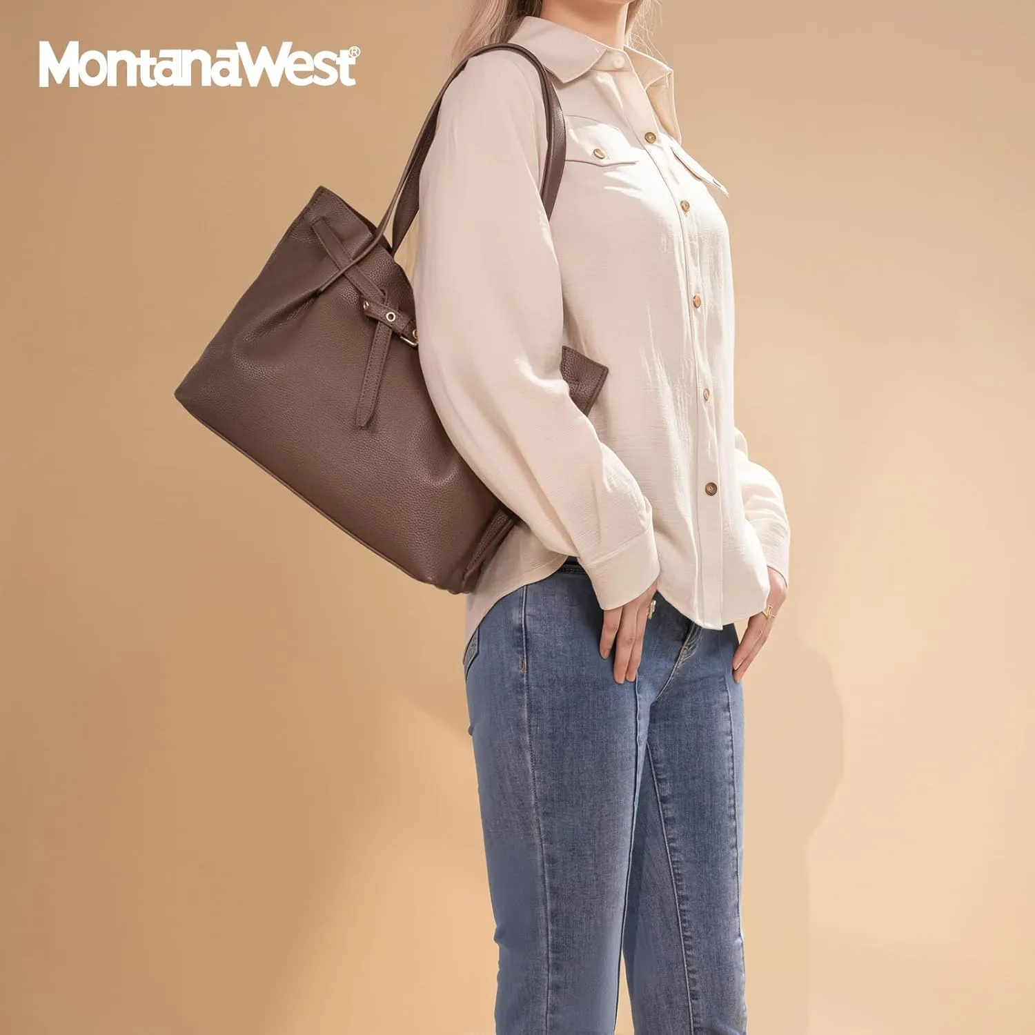 Montana West Tote Bag for Women Designer Purses and Handbags with Belted Detailing