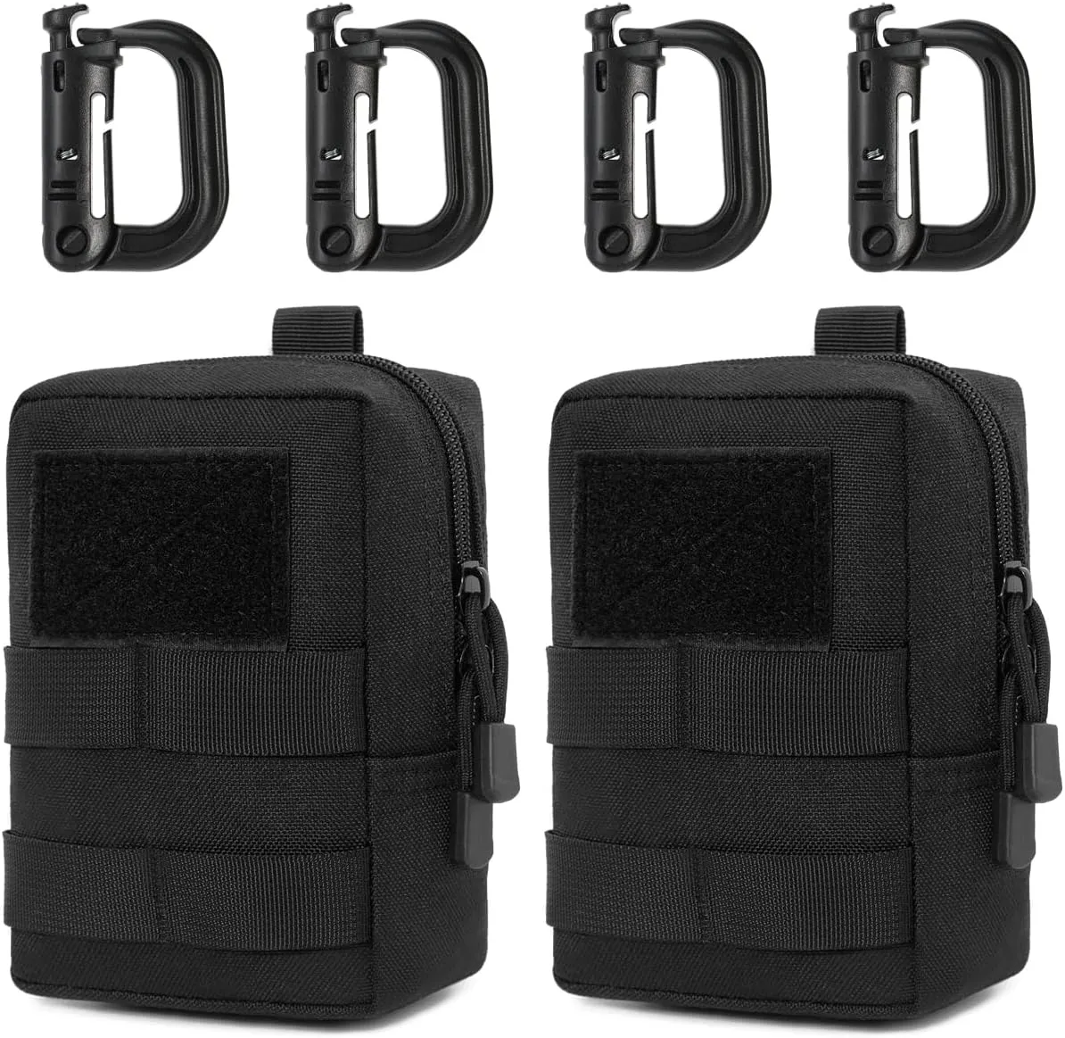 MUCHER 2 Pack Molle Bag Tactical Waist Bags EDC Utility Bum Bag Waist Bag with 4 Hooks Backpack Additional Pockets for Outdoor Hiking Hunting Camping Training