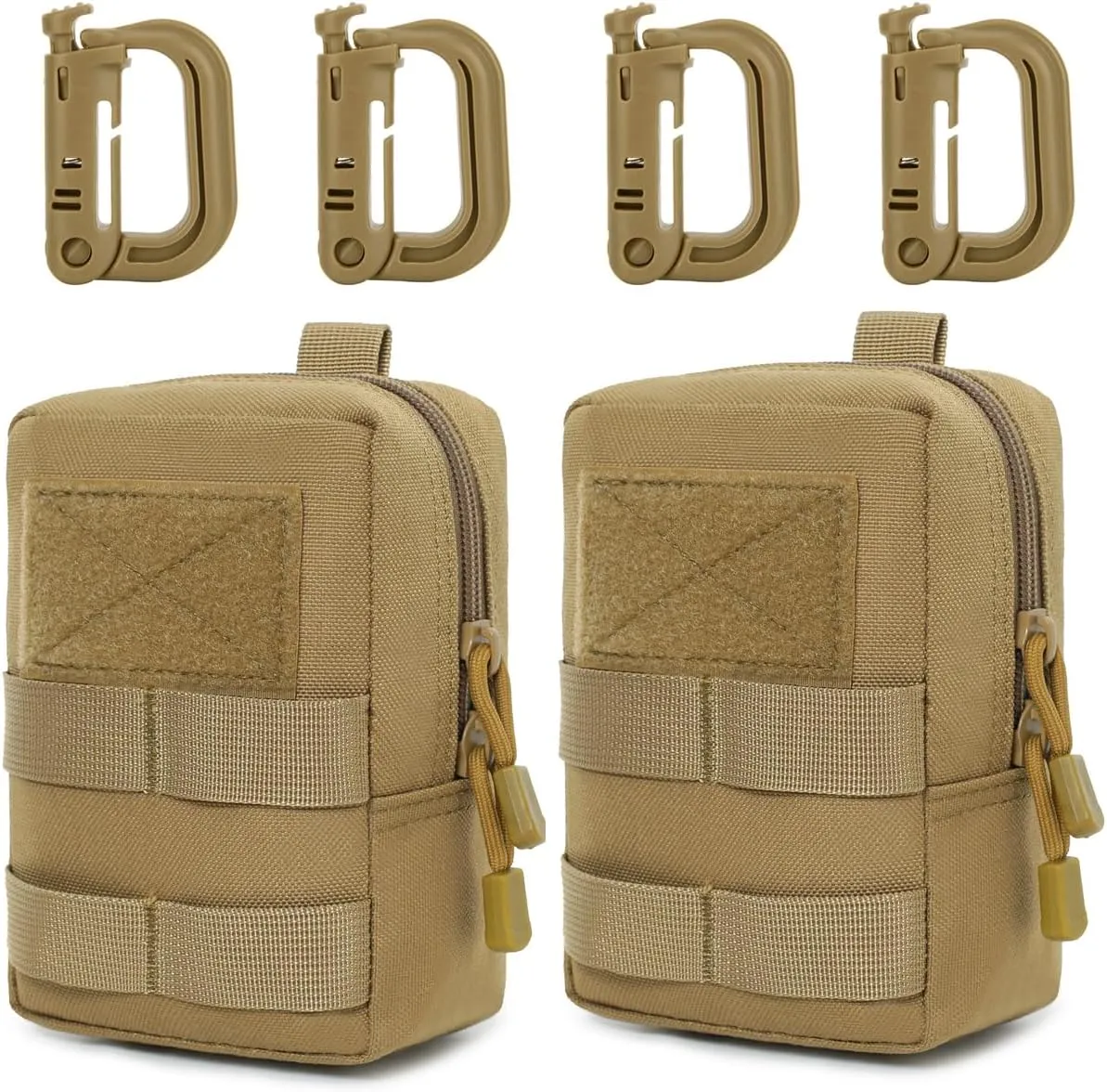 MUCHER 2 Pack Molle Bag Tactical Waist Bags EDC Utility Bum Bag Waist Bag with 4 Hooks Backpack Additional Pockets for Outdoor Hiking Hunting Camping Training