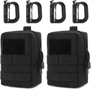 MUCHER 2 Pack Molle Bag Tactical Waist Bags EDC Utility Bum Bag Waist Bag with 4 Hooks Backpack Additional Pockets for Outdoor Hiking Hunting Camping Training