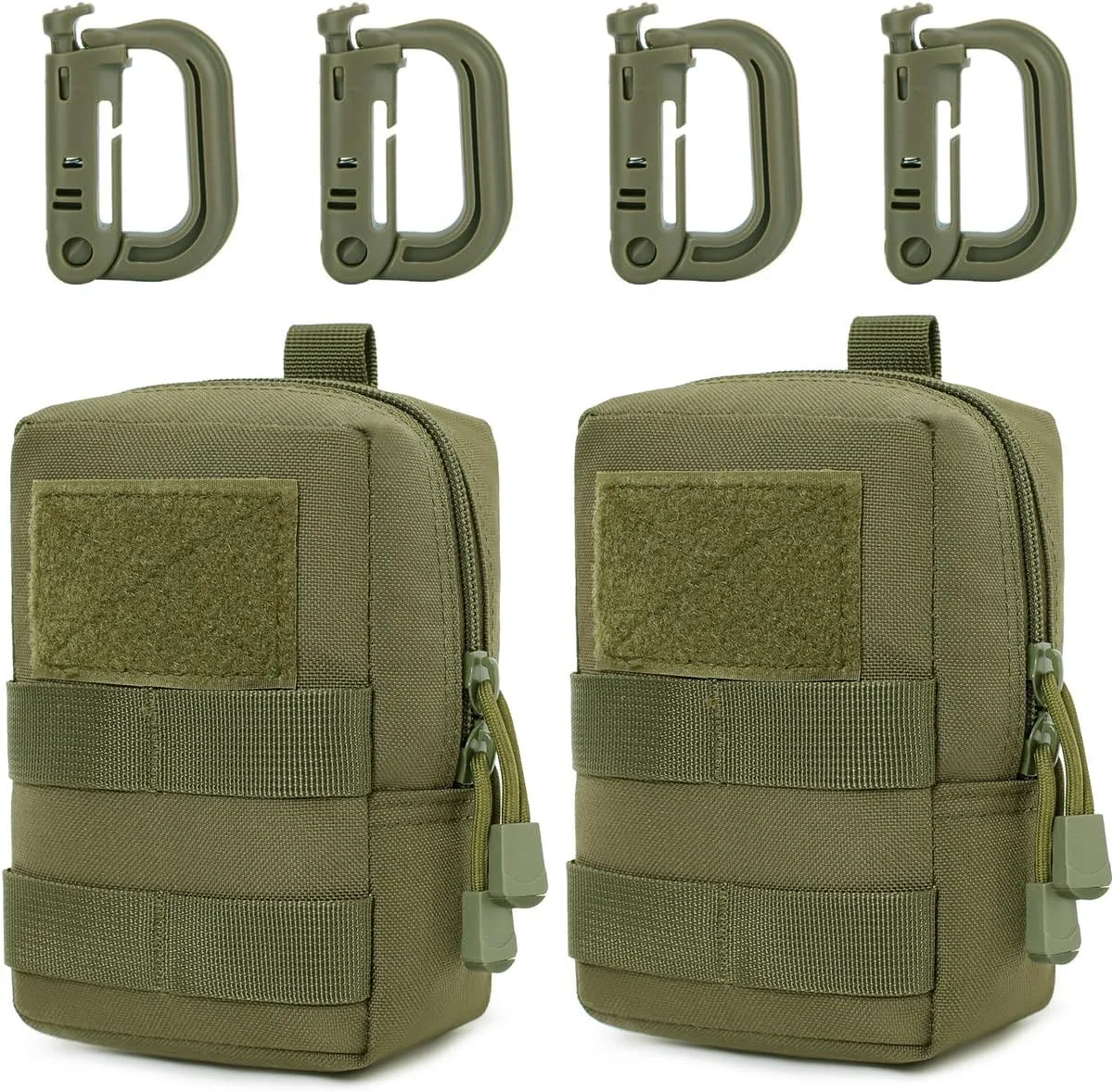 MUCHER 2 Pack Molle Bag Tactical Waist Bags EDC Utility Bum Bag Waist Bag with 4 Hooks Backpack Additional Pockets for Outdoor Hiking Hunting Camping Training