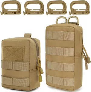 MUCHER 2 Pack Molle Bag Tactical Waist Bags EDC Utility Bum Bag Waist Bag with 4 Hooks Backpack Additional Pockets for Outdoor Hiking Hunting Camping Training