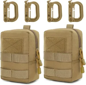 MUCHER 2 Pack Molle Bag Tactical Waist Bags EDC Utility Bum Bag Waist Bag with 4 Hooks Backpack Additional Pockets for Outdoor Hiking Hunting Camping Training