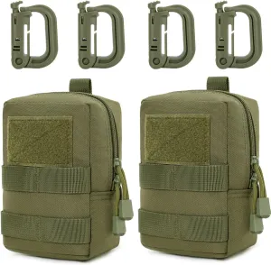 MUCHER 2 Pack Molle Bag Tactical Waist Bags EDC Utility Bum Bag Waist Bag with 4 Hooks Backpack Additional Pockets for Outdoor Hiking Hunting Camping Training