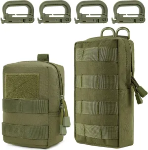 MUCHER 2 Pack Molle Bag Tactical Waist Bags EDC Utility Bum Bag Waist Bag with 4 Hooks Backpack Additional Pockets for Outdoor Hiking Hunting Camping Training