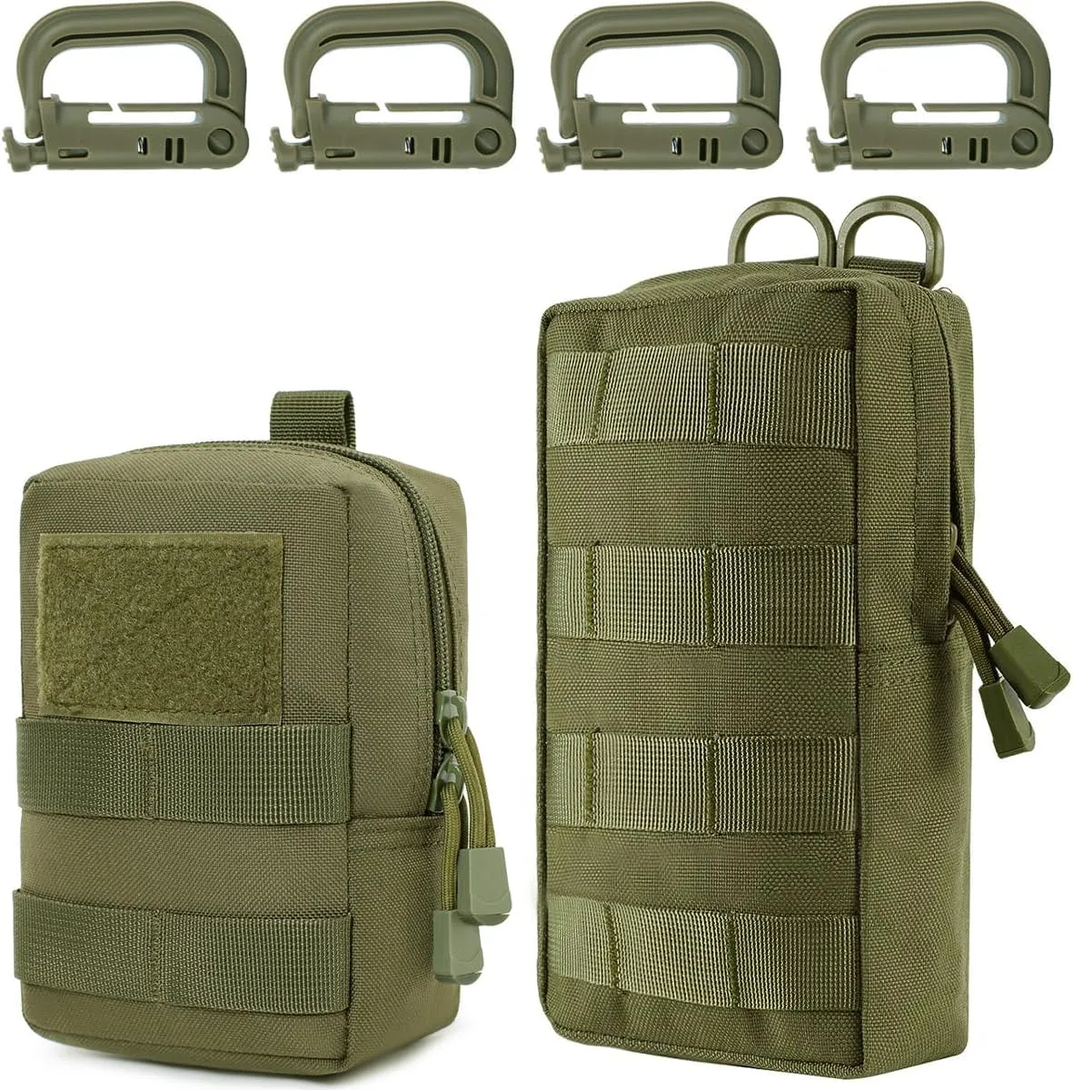 MUCHER 2 Pack Molle Bag Tactical Waist Bags EDC Utility Bum Bag Waist Bag with 4 Hooks Backpack Additional Pockets for Outdoor Hiking Hunting Camping Training