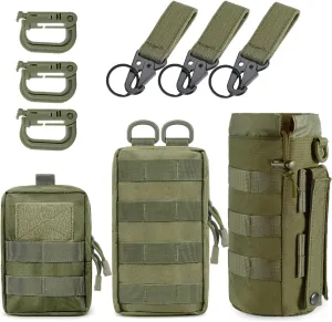 MUCHER 3 Pack Molle Bag Tactical Waist Bags EDC Utility Bum Bag Waist Bag with 3 Hooks and Key Ring for Outdoor Hiking Hunting Camping Training