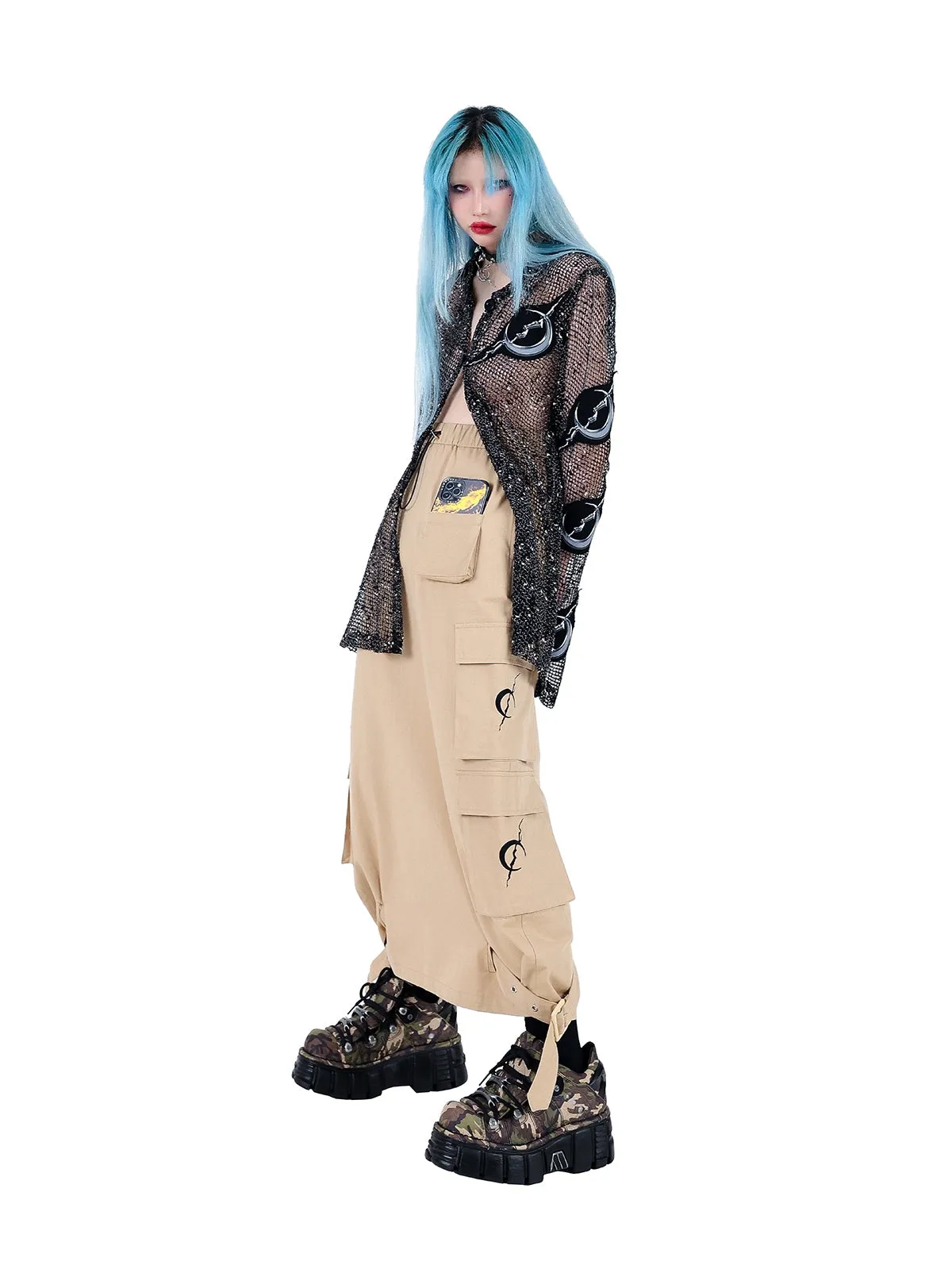 Multi-pocket Functional Workwear Skirt