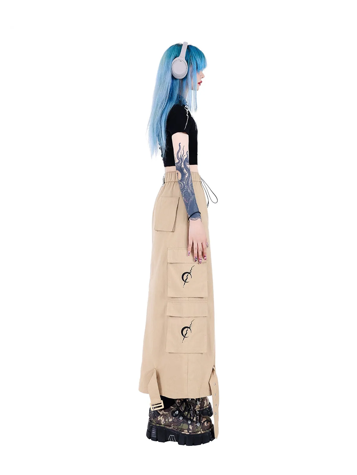 Multi-pocket Functional Workwear Skirt