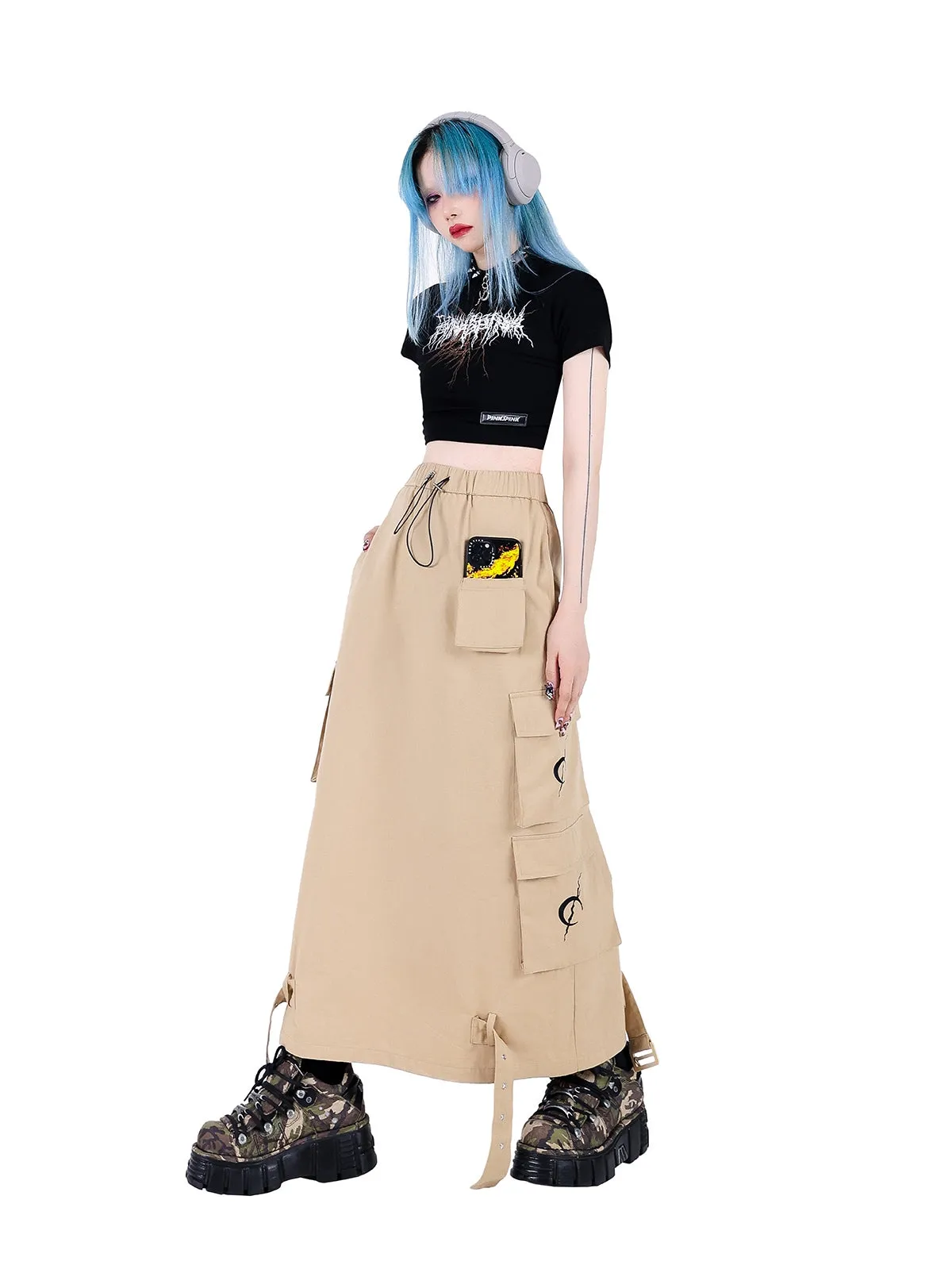 Multi-pocket Functional Workwear Skirt