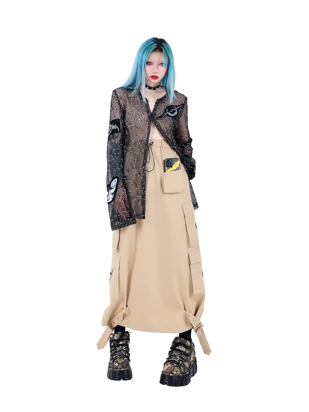 Multi-pocket Functional Workwear Skirt