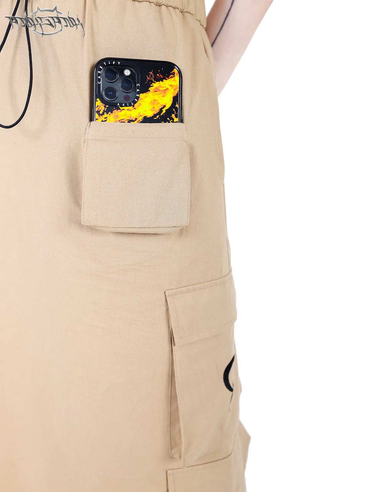 Multi-pocket Functional Workwear Skirt
