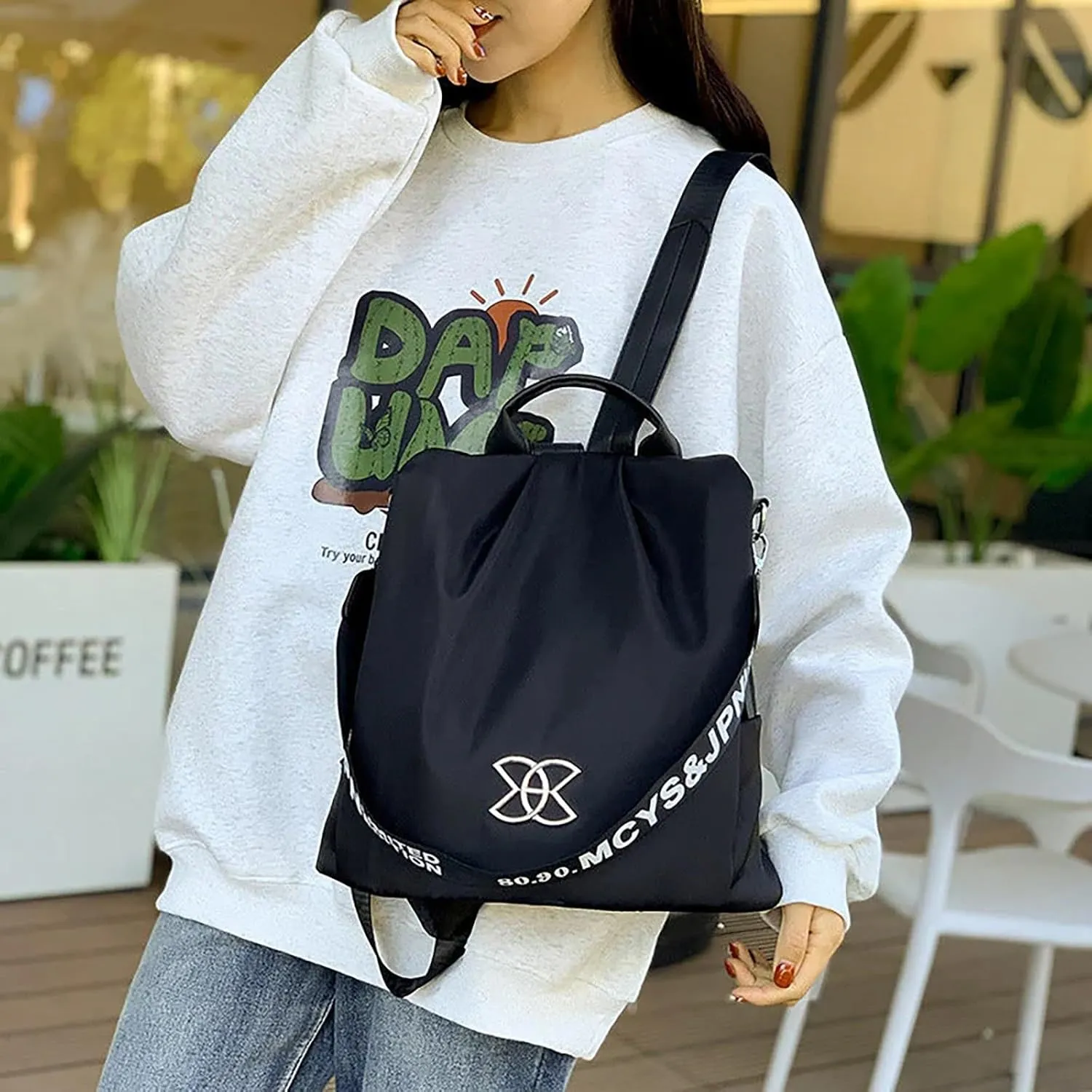 Multifunctional Women's Travel Backpack Fashionable Decoration Bag Large Capacity Adjustable Single (B, One Size)