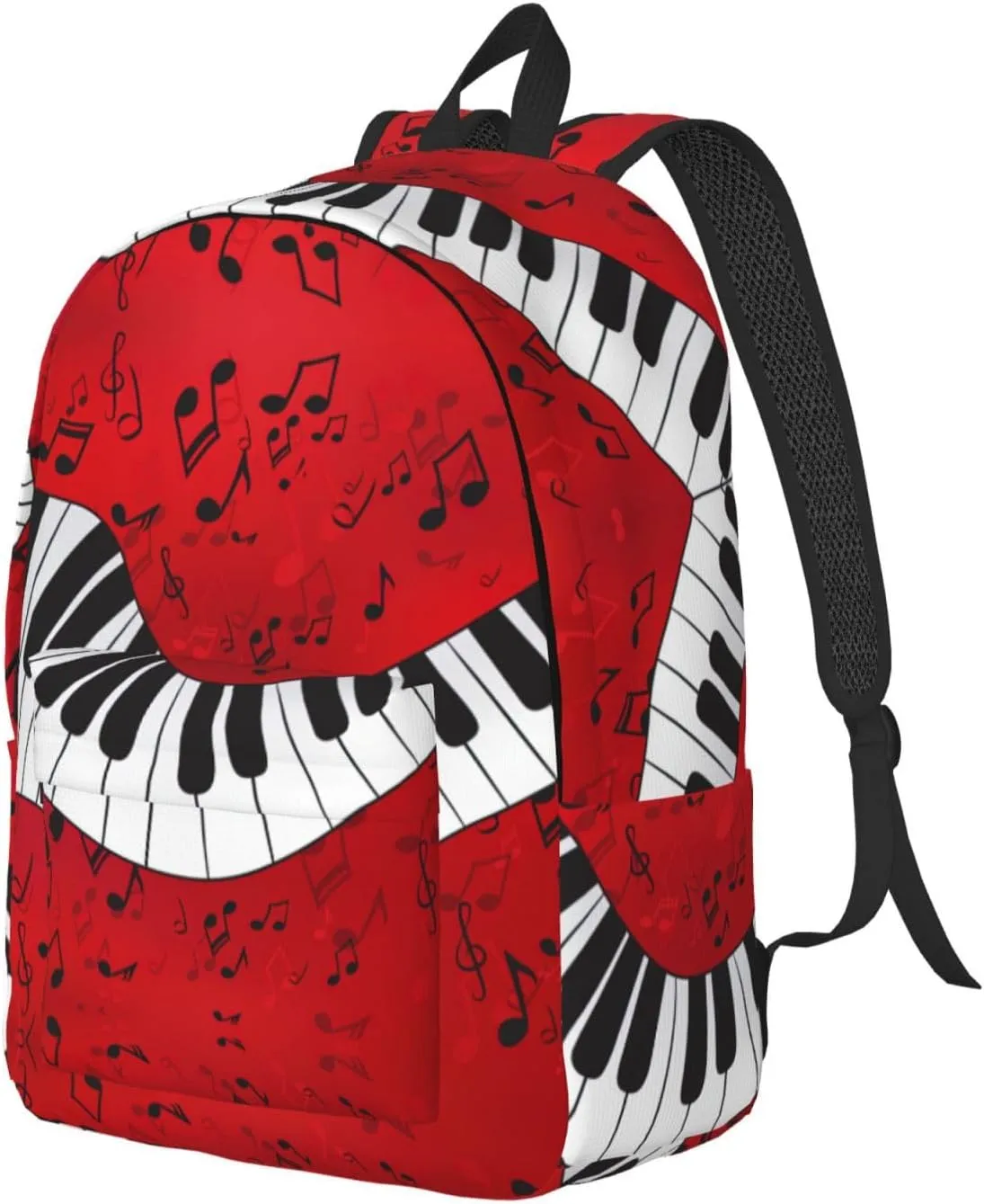 Music Note Piano Print Canvas Backpack Women,Mens Travel Casual Daypack Bookbag For Laptop Work Travel Hiking