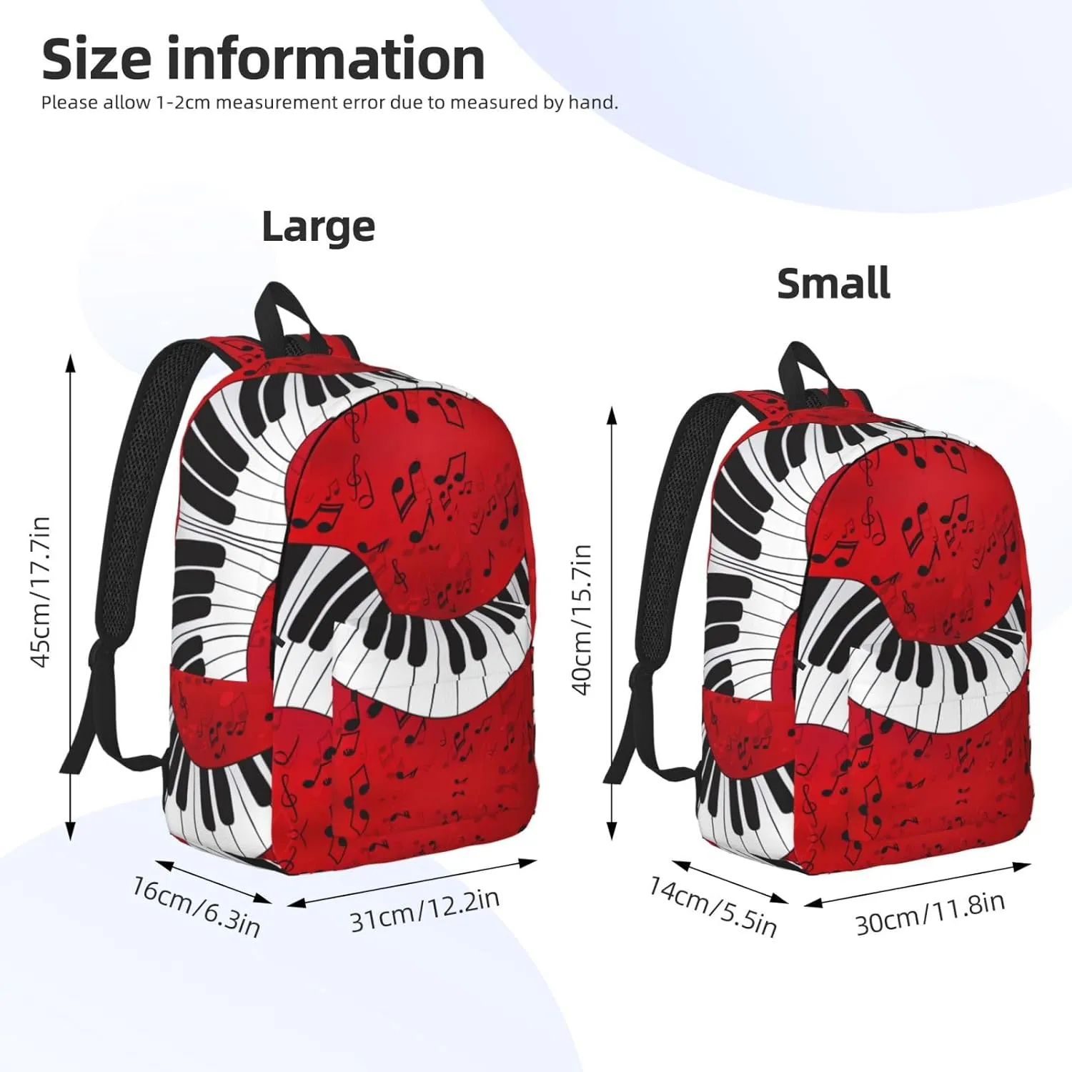 Music Note Piano Print Canvas Backpack Women,Mens Travel Casual Daypack Bookbag For Laptop Work Travel Hiking