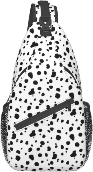 Mvirnsw Black And White Dalmatian Print Sling Bag Crossbody Backpack Hiking Travel Daypack Chest Bag Shoulder Bag For Women Men