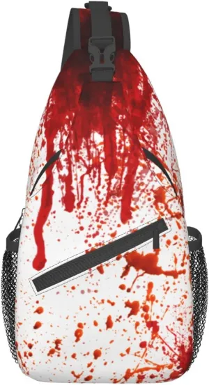 Mvirnsw Blood Splatter Horror Sling Bag Crossbody Backpack Hiking Travel Daypack Chest Bag Shoulder Bag For Women Men