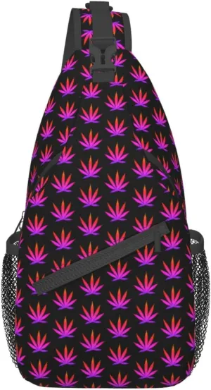 Mvirnsw Rainbow Pot Leaf Sling Bag Crossbody Backpack Hiking Travel Daypack Chest Bag Shoulder Bag For Women Men