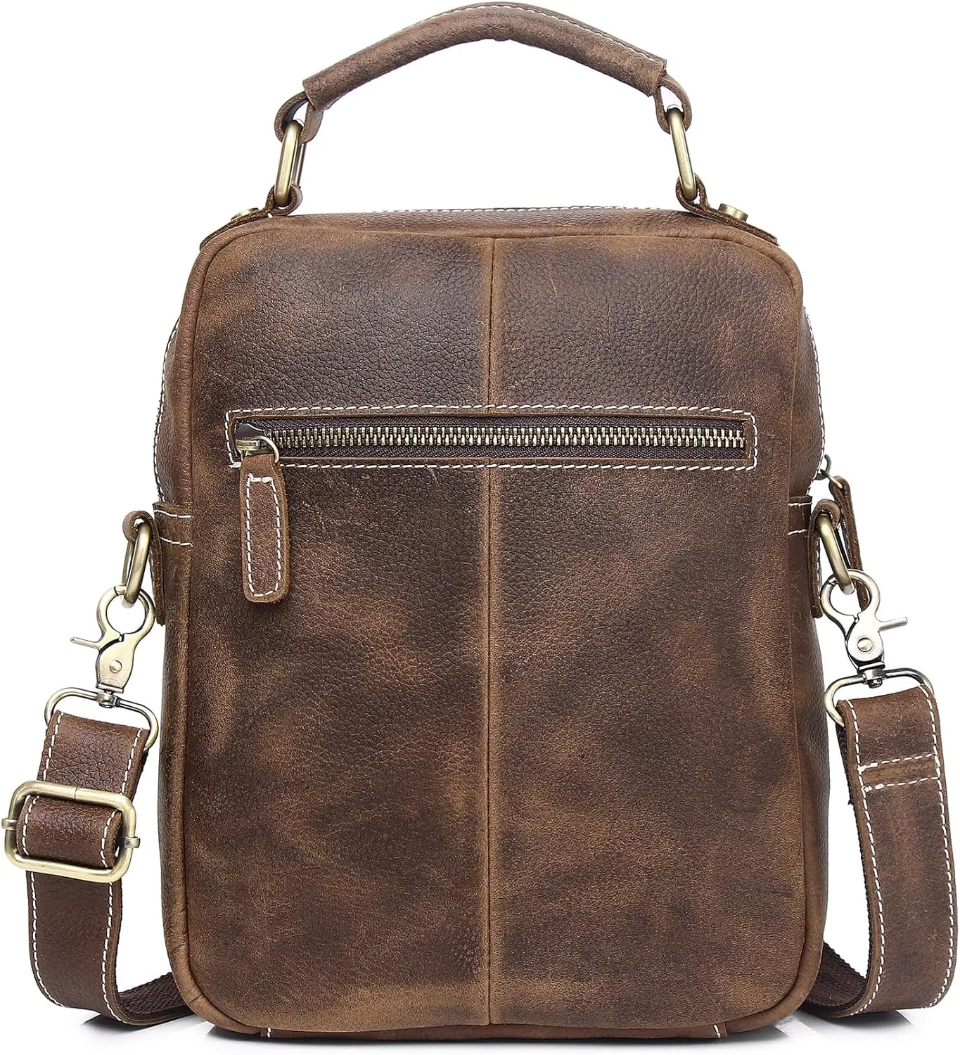 Myunxui Genuine Leather Messenger Bag for Men Sling Shoulder Bags Flap Vintage Business Handbag