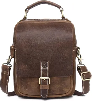 Myunxui Genuine Leather Messenger Bag for Men Sling Shoulder Bags Flap Vintage Business Handbag