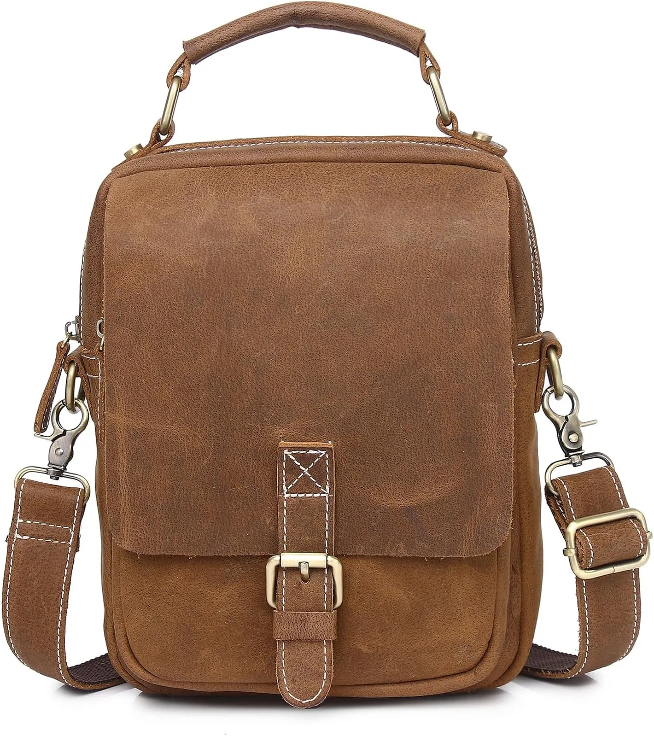 Myunxui Genuine Leather Messenger Bag for Men Sling Shoulder Bags Flap Vintage Business Handbag