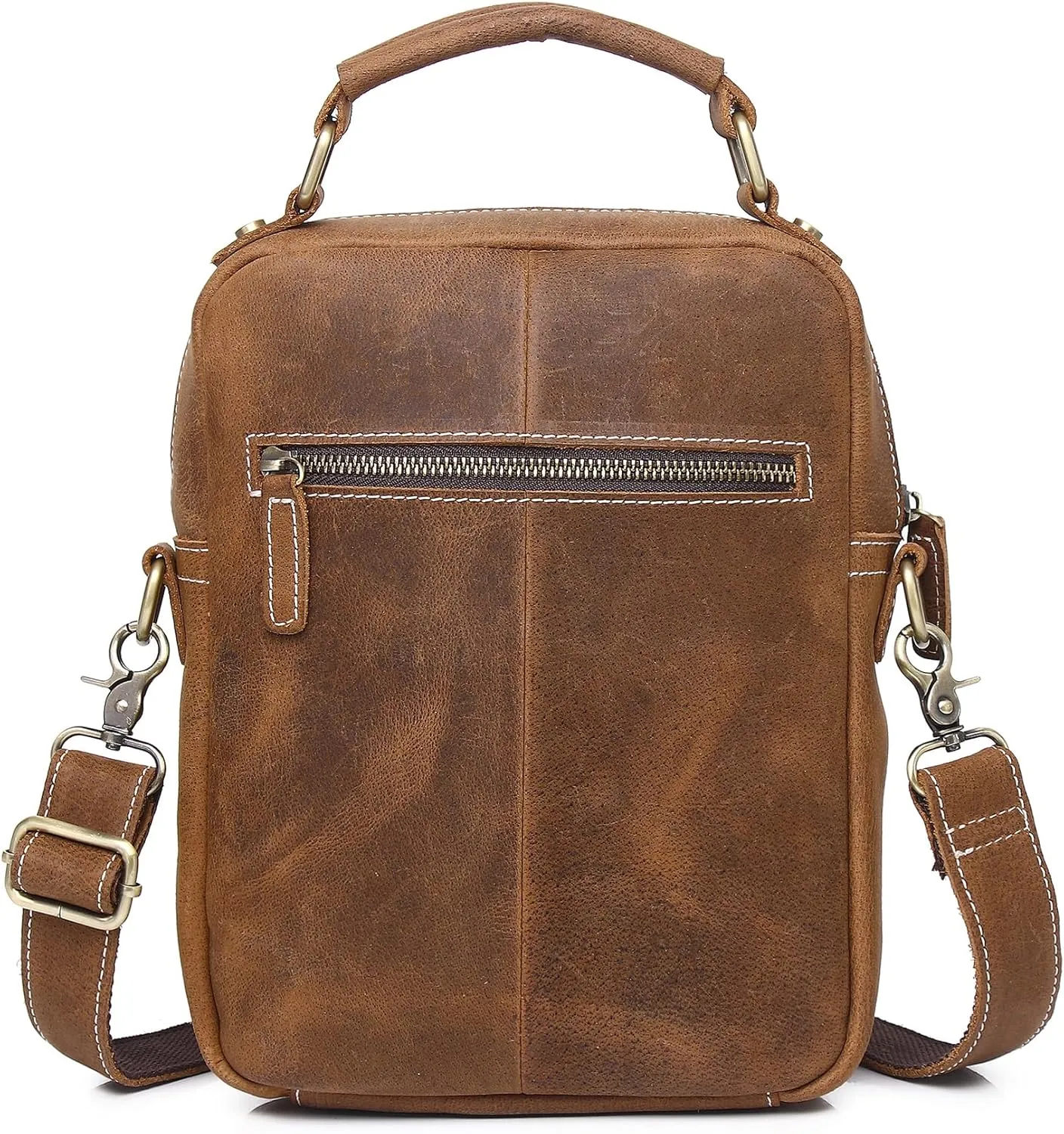Myunxui Genuine Leather Messenger Bag for Men Sling Shoulder Bags Flap Vintage Business Handbag