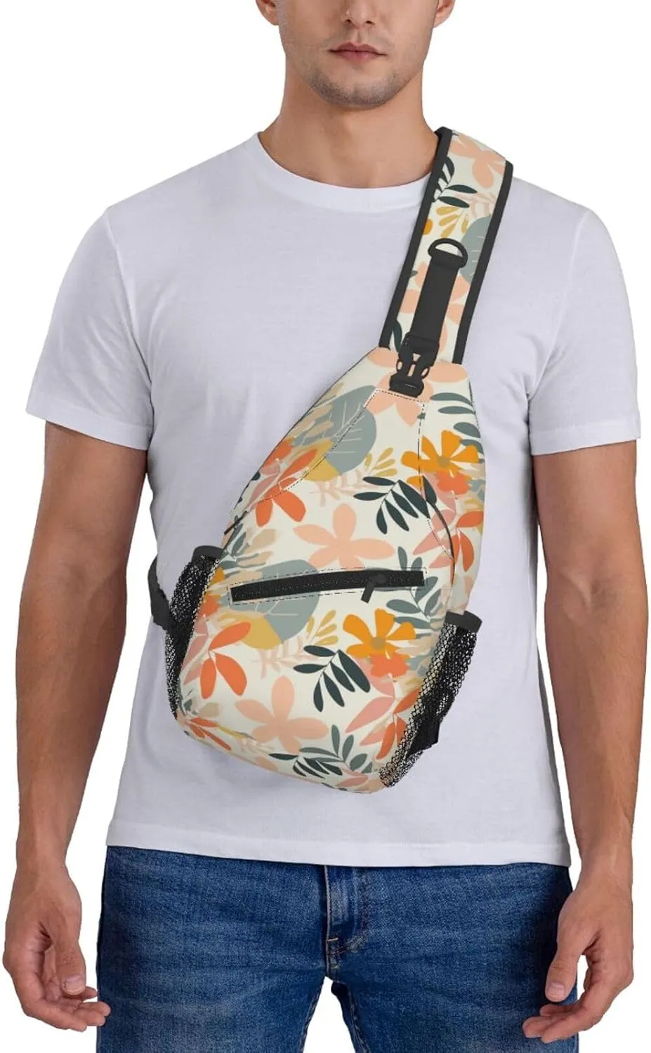 Nature Floral Backpack Travel Hiking Daypack Chest Bags Crossbody Shoulder Bag