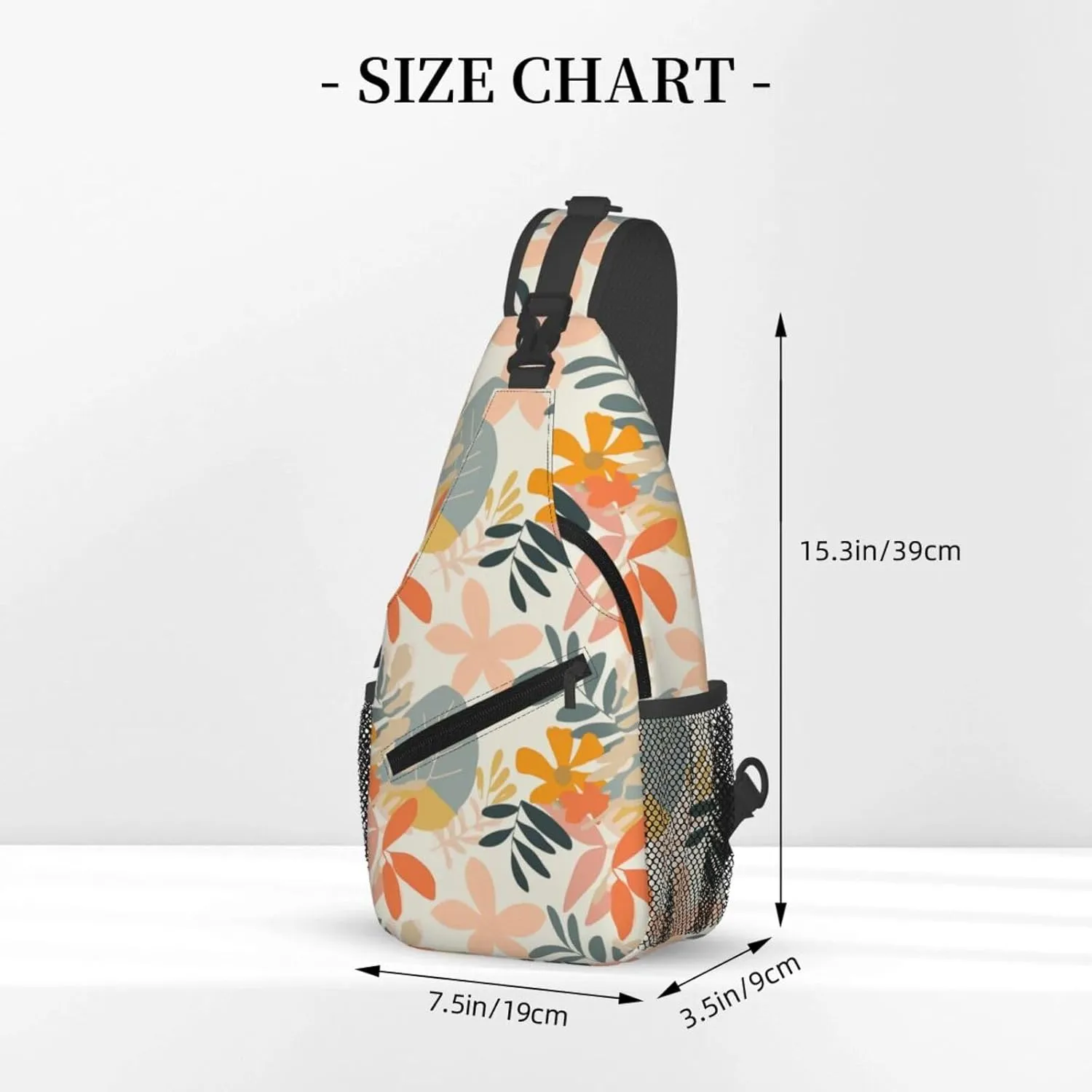 Nature Floral Backpack Travel Hiking Daypack Chest Bags Crossbody Shoulder Bag