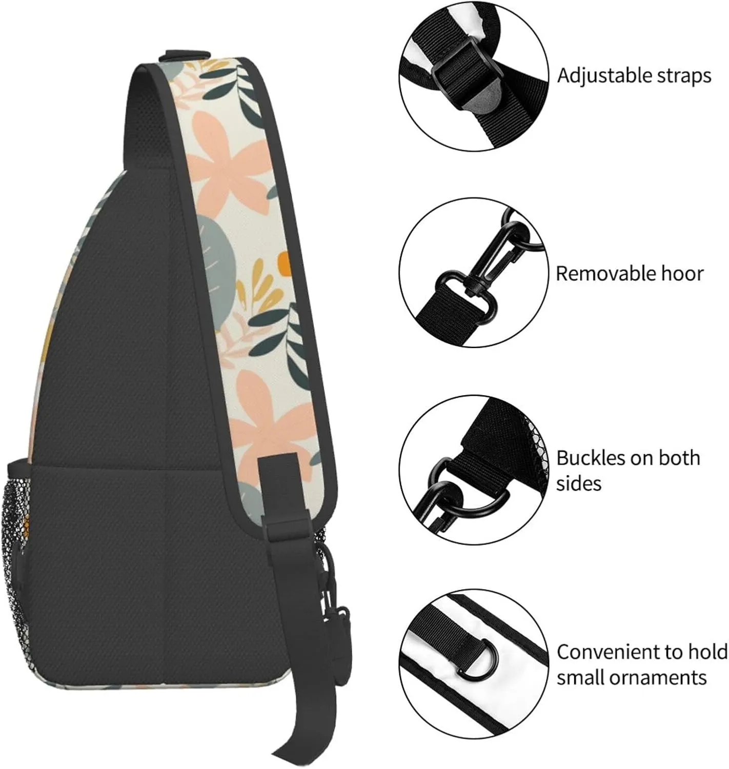 Nature Floral Backpack Travel Hiking Daypack Chest Bags Crossbody Shoulder Bag