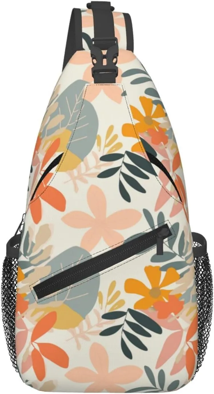 Nature Floral Backpack Travel Hiking Daypack Chest Bags Crossbody Shoulder Bag