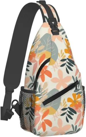 Nature Floral Backpack Travel Hiking Daypack Chest Bags Crossbody Shoulder Bag