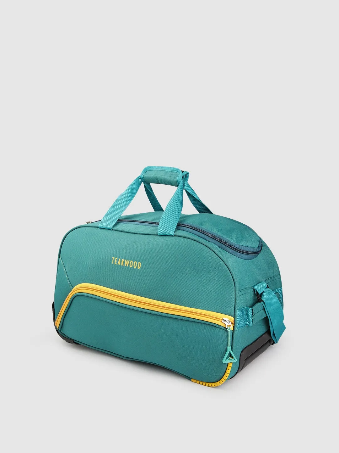Navy Blue & Yellow Brand Logo Print Medium Duffel Trolley Bag