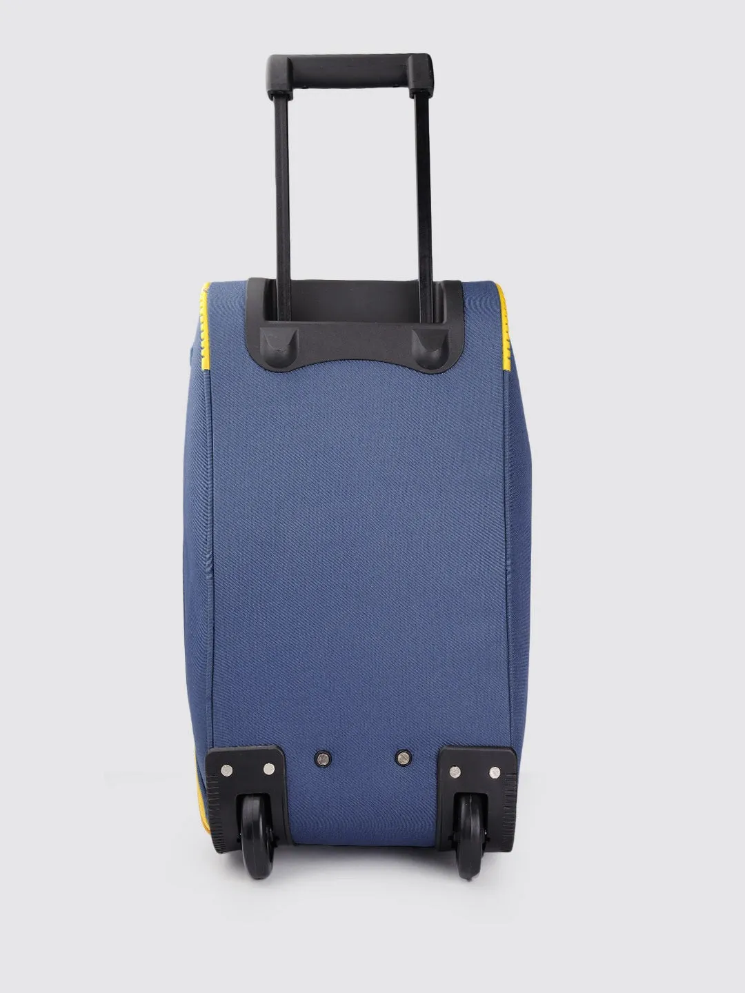 Navy Blue & Yellow Brand Logo Print Medium Duffel Trolley Bag