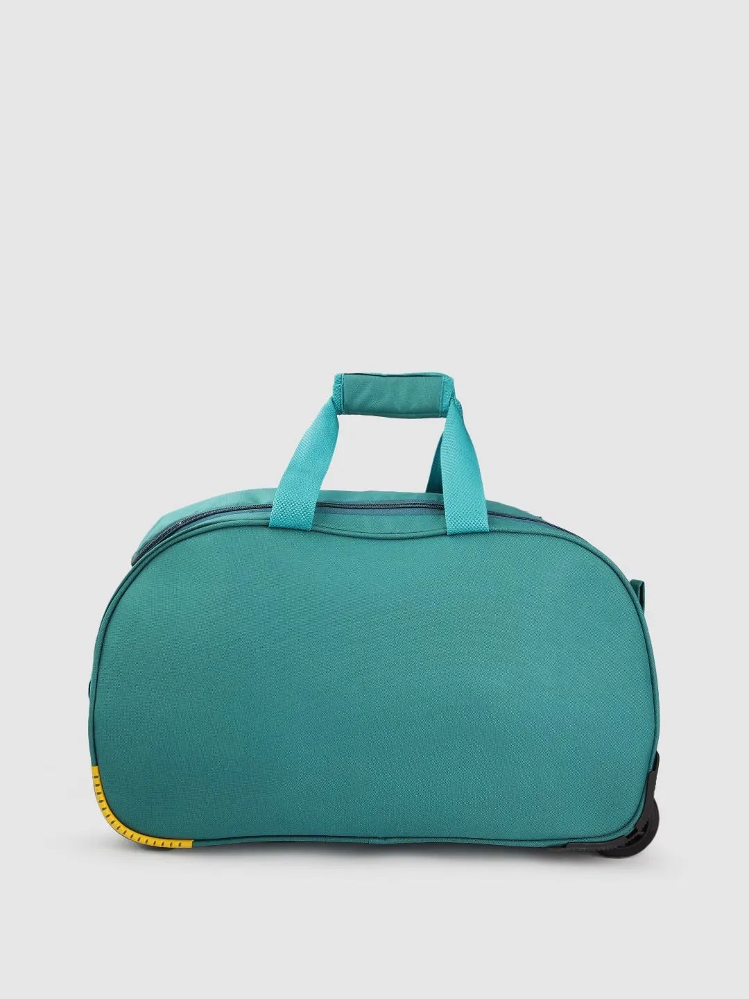 Navy Blue & Yellow Brand Logo Print Medium Duffel Trolley Bag