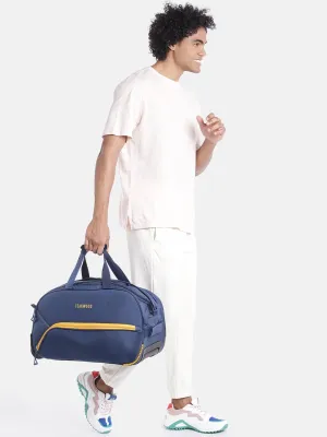 Navy Blue & Yellow Brand Logo Print Medium Duffel Trolley Bag