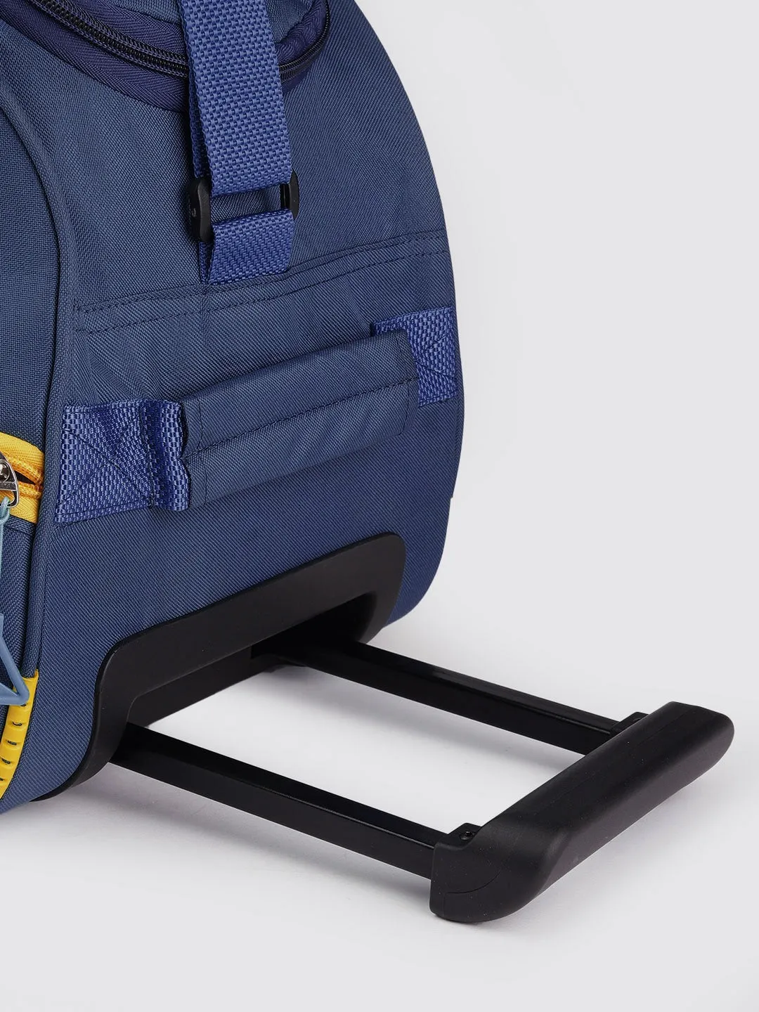 Navy Blue & Yellow Brand Logo Print Medium Duffel Trolley Bag