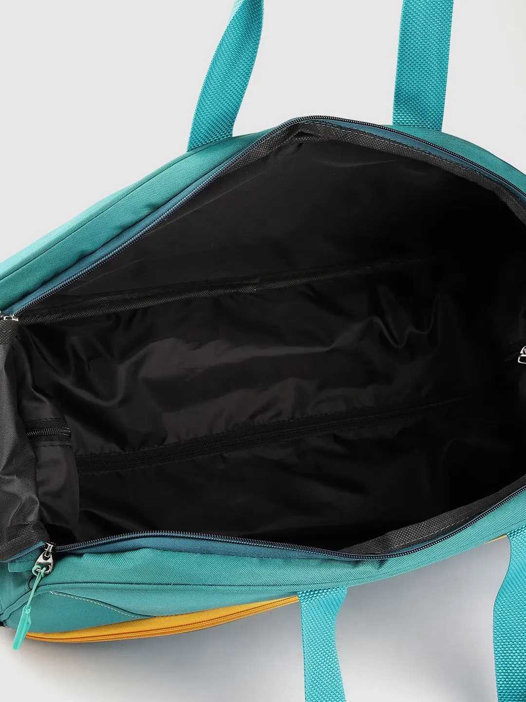 Navy Blue & Yellow Brand Logo Print Medium Duffel Trolley Bag