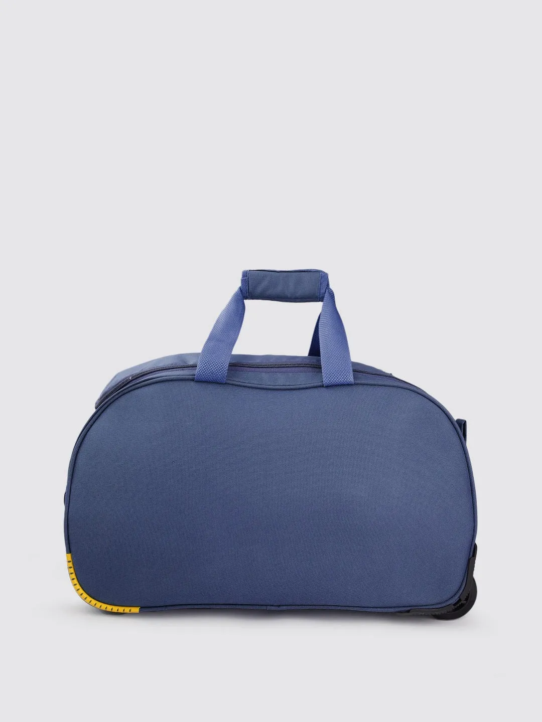 Navy Blue & Yellow Brand Logo Print Medium Duffel Trolley Bag