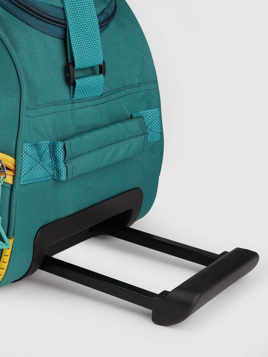 Navy Blue & Yellow Brand Logo Print Medium Duffel Trolley Bag