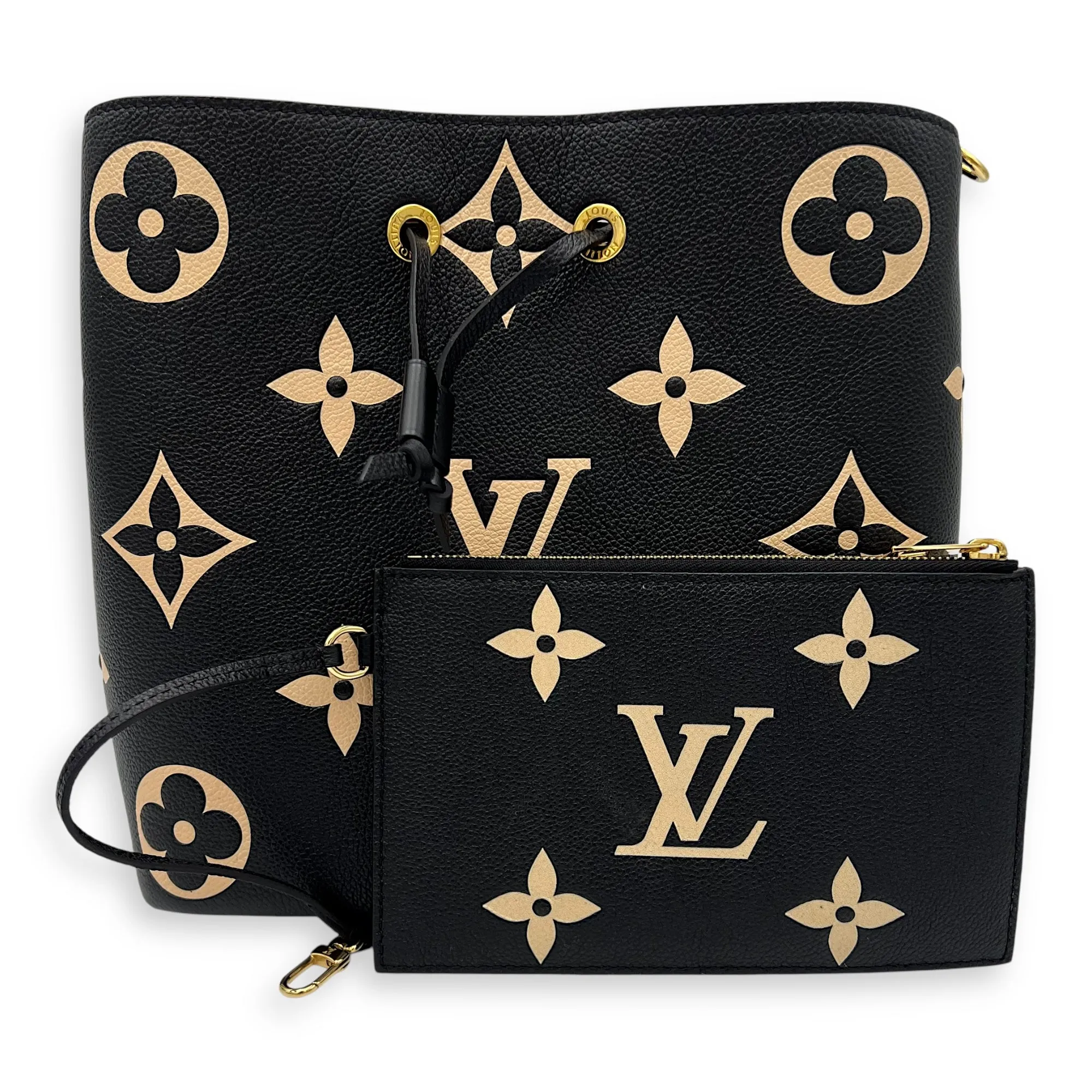 NeoNoe Bucket Bag Black in Empreinte Leather, Gold hardware