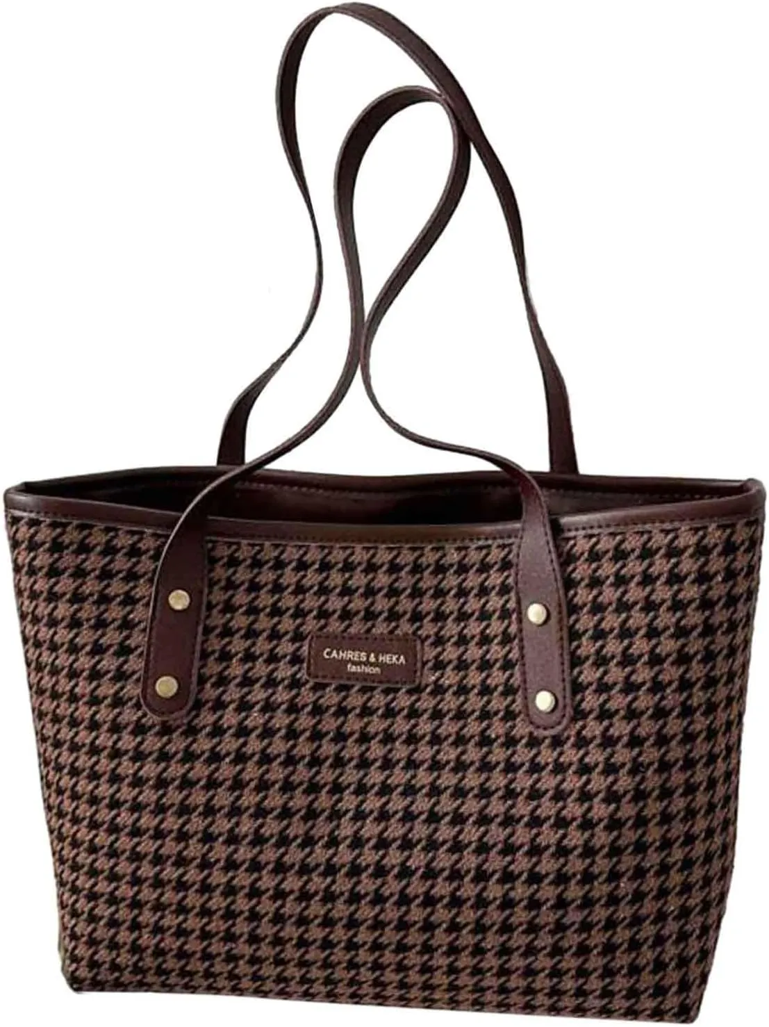 New Casual Versatile Handbag Korean Fashion Checkered One Shoulder Bag Purses for Women Shoulder Bags (Coffee, One Size)