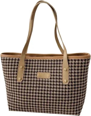 New Casual Versatile Handbag Korean Fashion Checkered One Shoulder Bag Purses for Women Shoulder Bags (Khaki, One Size)